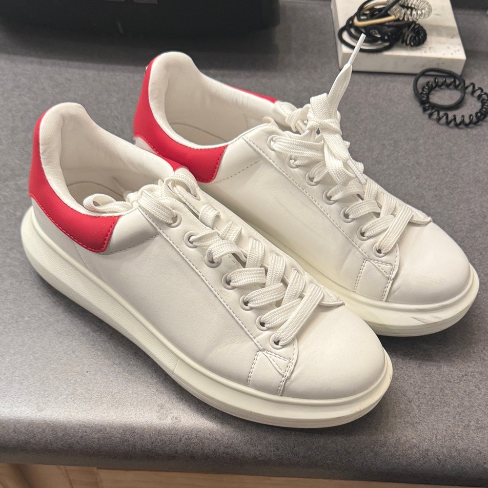 Steve Madden White and Red Sneakers